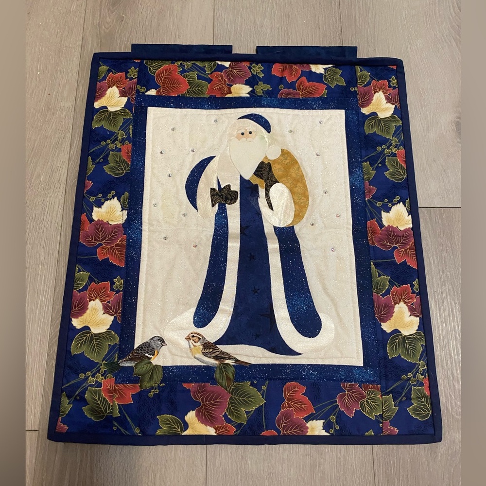 Festive Santa Wall Hanging with Floral Border